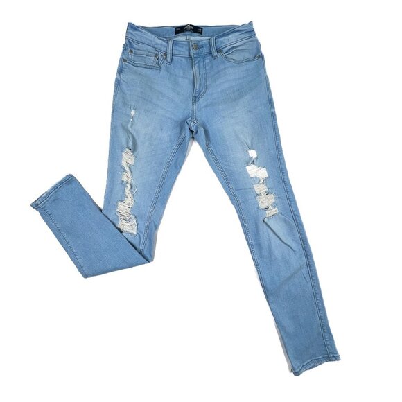 Hollister Men's Advanced Stretch Skinny Light Denim Ripped Jeans Size 29 X 32 - Picture 3 of 5